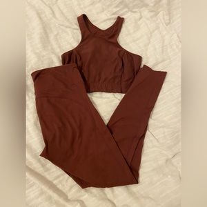 Burgundy Legging + Crop Workout set